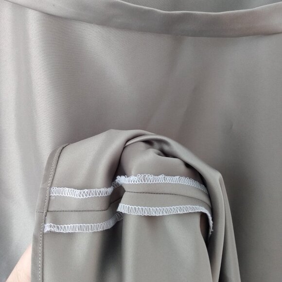 Amish Mennonite Cape Dress 33.5"B 29.5"W Handmade Modest Khaki Reverse Satin - Picture 6 of 10